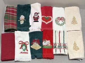 Decorative Christmas Hand Towel Lot of 12 Bath Kitchen Assorted Brands